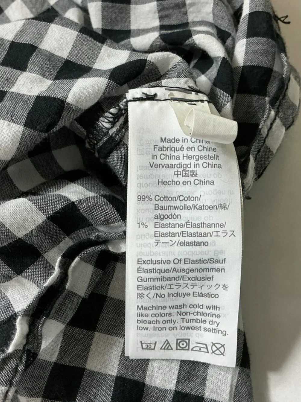 J. Crew Black & White Crinkle Gingham Plaid Smocked Popover Top Plus Size 3X